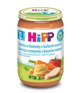 HIPP BIO ZELENINA A TĚSTOVINY S KUŘECÍM MASEM - MASO/ZELENINA - KRMENÍ