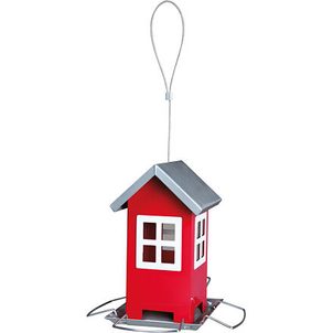 Trixie Zahradní krmítko kovové, barevný domeček 19x20x19 cm, - červený/stříbrná střecha