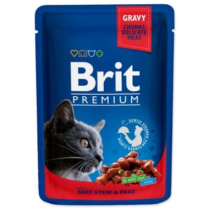 Brit Premium Cat Pouches with Beef Stew & Peas 100g