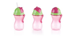 Tescoma Dětská láhev s brčkem BAMBINI 300 ml zelená/růžová