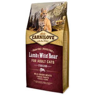 Carnilove Lamb & Wild Boar for Adult Cats - Sterilised 6kg