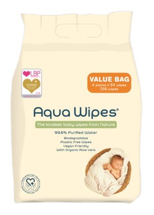 Aqua Wipes EKO Dětské vlhčené ubrousky s 99,6 % vody 4x64ks