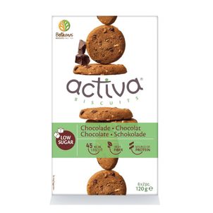 Activa Protein sušenky s vlákninou a sníženým obsahem cukru s belgickou čokoládou 120g
