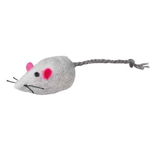 Trixie Plyšová myš s rolničkou, 5 cm (2 ks), bílá/šedá