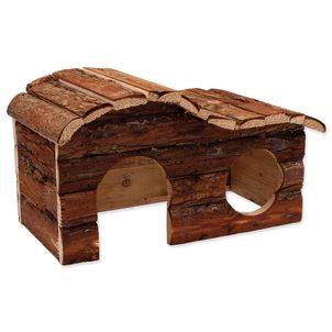 Domek SMALL ANIMALS kaskada dřevěný s kůrou 31 x 19 x 19 cm