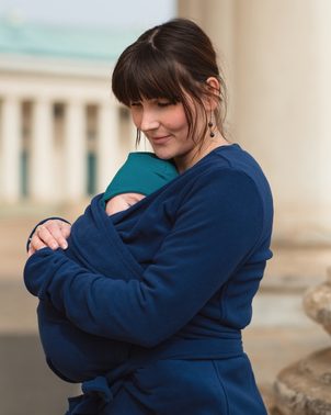 Jožánek Těhotenský a nosící zavinovací kabátek Zina fleece tmavě modrý