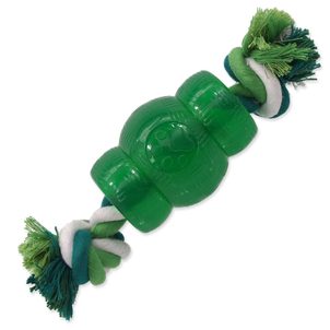 Hračka DOG FANTASY Strong Mint soudek gumový s provazem zelený 9,5 cm