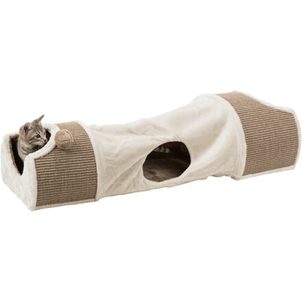 Trixie Plyšový škrábací tunel pro kočky 110x30x38 cm -sv.šedý/hnědý