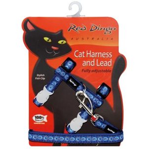 Red Dingo Postroj RD s vodítkem - kočka - Cosmos Blue