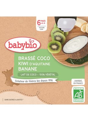 BABYBIO svačinka s kokosovým mlékem - kiwi a banán 4x85 g