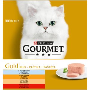 Gourmet Gold Multipack 8x85g paštiky tuňák/játra/krůta/hovězí
