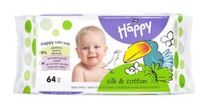 Bella Baby HAPPY čistící ubrousky hedvábí a bavlna 64 ks