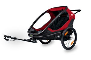 HAMAX Outback 2v1 - dvoumístný vozík za kolo vč. ramena + kočárkový set - Red/Black, polohovací