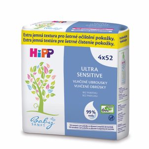 HiPP Babysanft Čistící vlhčené ubrousky ULTRA SENSITIVE bez parfému 4x52ks