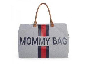 Childhome Přebalovací taška Mommy Bag Grey Stripes Red/Blue