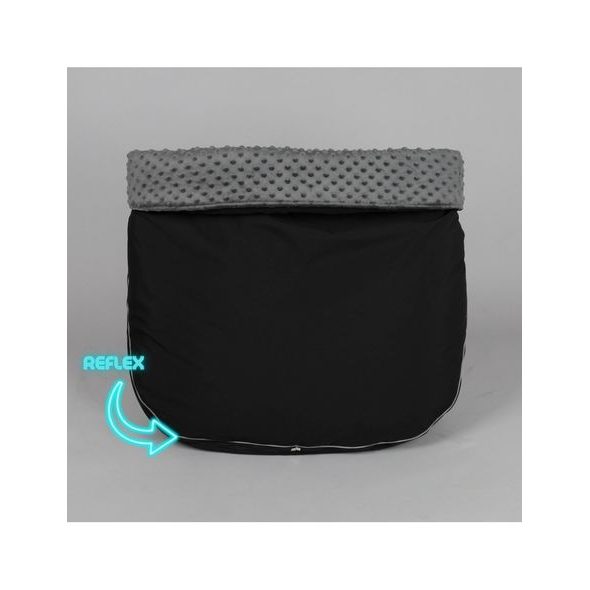 NÁNOŽNÍK DOUBLE ČERNÝ S TMAVĚ ŠEDOU MINKY REFLEX - NÁNOŽNÍKY - KOČÁRKY A PŘÍSLUŠENSTVÍ