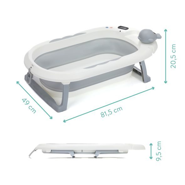 FILLIKID SKLÁDACÍ DĚTSKÁ VANIČKA BELUGA S TEPLOMĚREM WHITE-GREY - VANIČKY PLASTOVÉ - KOUPÁNÍ A ZDRAVÍ