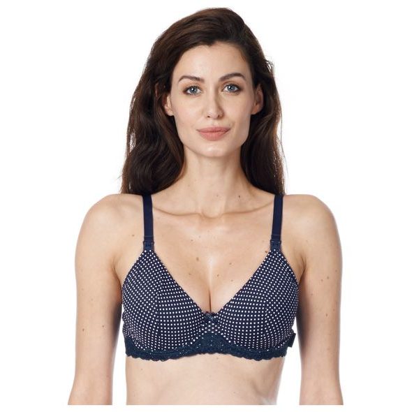NOPPIES NURSING BRA PADDED SPACER DOT NAVY - TĚHOTENSKÉ SPODNÍ PRÁDLO - PRO MAMINKY