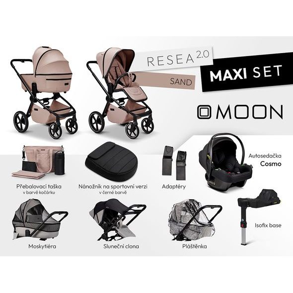 MOON RESEA 2.0 MAXI SET - SAND - KOMBINACE S PŘÍSLUŠENSTVÍM - KOČÁRKY A PŘÍSLUŠENSTVÍ