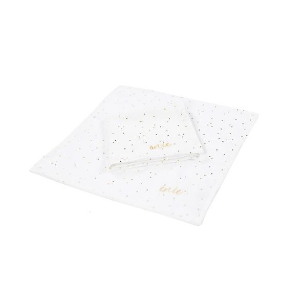 ENIE BABY MUŠELÍNOVÉ PLENKY 30X30CM BÍLÉ SE ZLATÝMI PUNTÍKY - 2KS - MANTINELY - SPINKÁNÍ