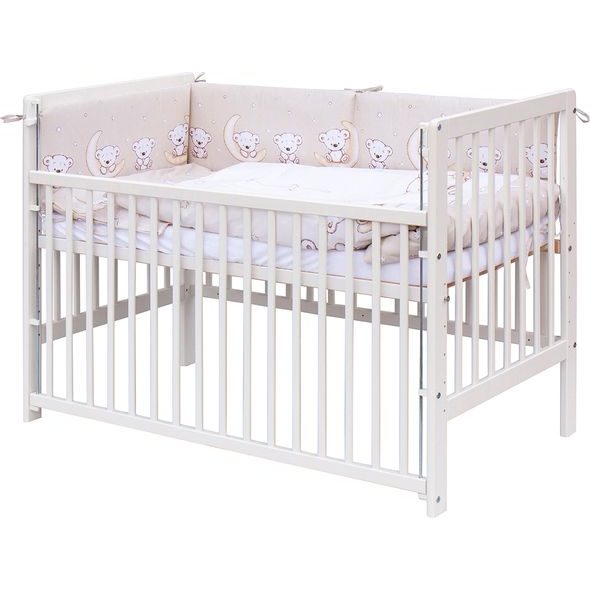 SCARLETT DĚTSKÁ POSTÝLKA S KOMPLETNÍ VÝBAVOU SCARLETT 120 X 60 CM - TORO - BÉŽOVÁ - DŘEVĚNÉ POSTÝLKY - SPINKÁNÍ