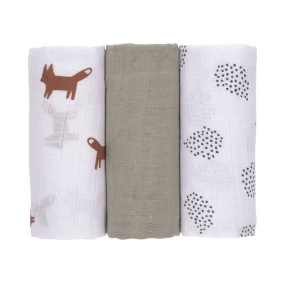 LÄSSIG SWADDLE BURP BLANKET 60X60 LITTLE FOREST FOX - LÁTKOVÉ PLENY SKLÁDANÉ - PŘEBALOVÁNÍ