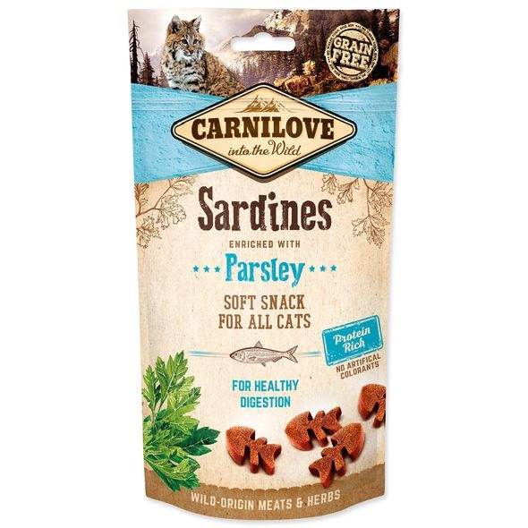 CARNILOVE CAT SEMI MOIST SNACK SARDINE ENRICHED WITH PARSLEY 50G - SUŠENÉ MASO PRO KOČKY - CHOVATELSKÉ POTŘEBY MALVÍKZOO