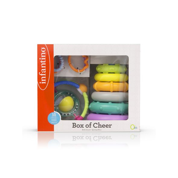 INFANTINO SADA HRAČEK BOX OF CHEER - STAVEBNICE A PUZZLE - PRO DĚTI