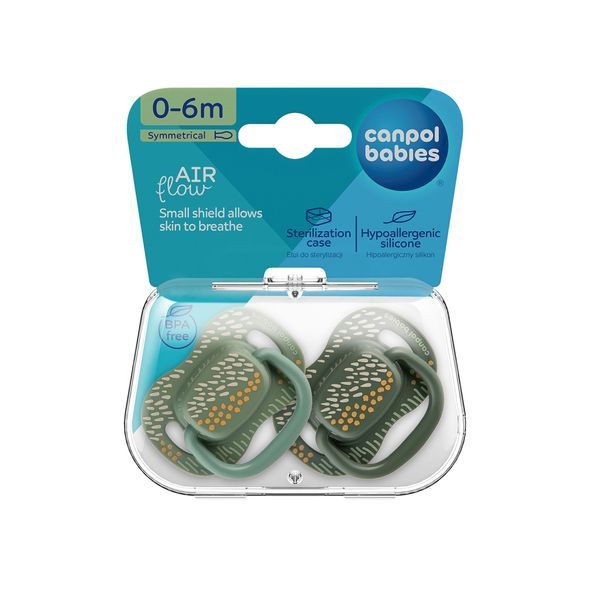 CANPOL BABIES SET SYMETRICKÝCH SILIKONOVÝCH DUDLÍKŮ MOUNTAINS 0-6M 2KS ZELENÝ - ŠIDÍTKA A DOPLŇKY - KRMENÍ