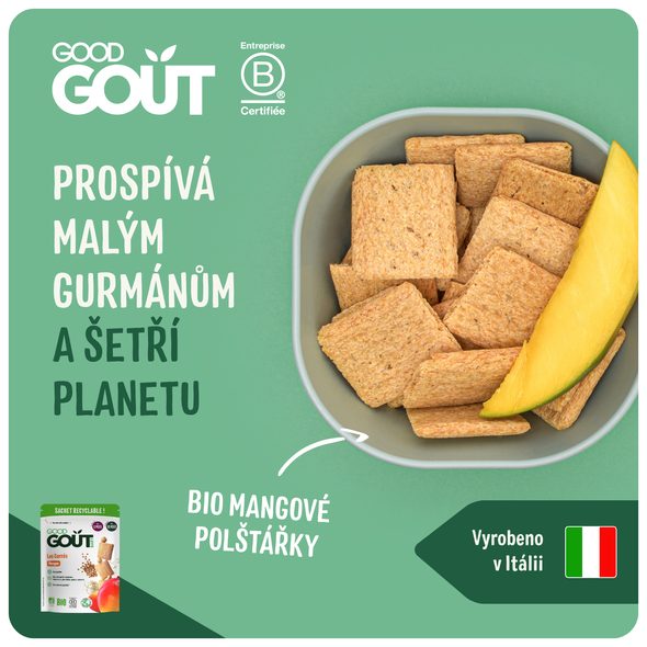 GOOD GOUT BIO MANGOVÉ POLŠTÁŘKY 50 G - TYČINKY/SUŠENKY - KRMENÍ