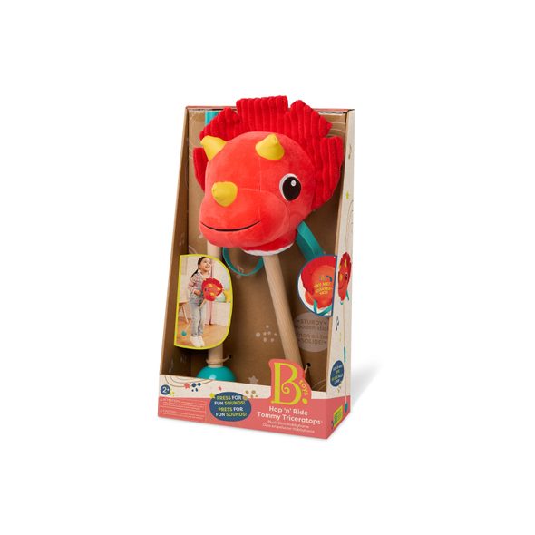 B-TOYS DINOSAURUS NA TYČI TOMMY TRICERATOPS - PLYŠOVÁ ZVÍŘATA - PRO DĚTI