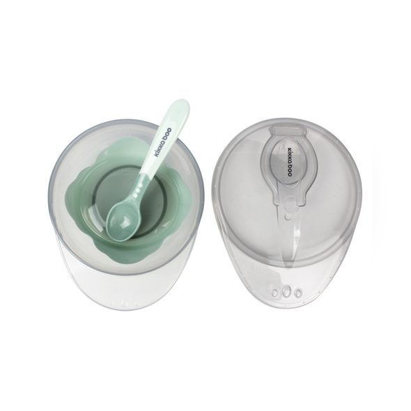 KIKKABOO MISKA S PŘÍSAVKOU, VÍČKEM A LŽIČKOU MINT - MISKY, TALÍŘKY A PODLOŽKY - KRMENÍ