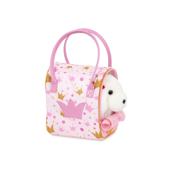 PUCCI PUPS PEJSEK BÍLÝ V KABELCE PINK CROWN GLAM BAG - PLYŠOVÁ ZVÍŘATA - PRO DĚTI