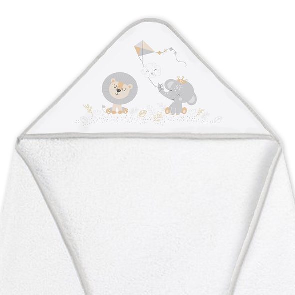 INTERBABY OSUŠKA FROTÉ SLONÍK S DRAKEM - BÍLO/ŠEDÁ - OSUŠKY A DĚTSKÉ ŽUPANY - KOUPÁNÍ A ZDRAVÍ