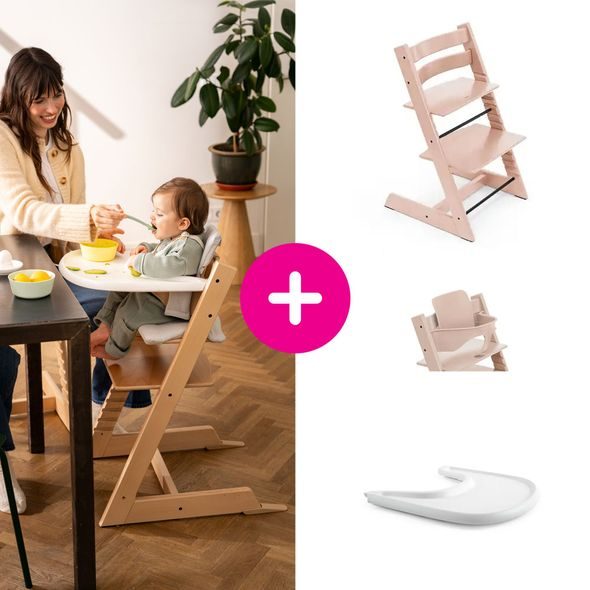 STOKKE® TRIPP TRAPP® + BABY SET + PULT ZVÝHODNĚNÁ SADA - JÍDELNÍ ŽIDLIČKY DŘEVĚNÉ - KRMENÍ