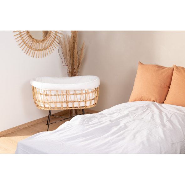 CHILDHOME KOŠÍK NA MIMINKO RATANOVÝ KOVOVÉ NOHY + MATRACE + POTAH JERSEY ECRU - KOŠÍKY A KOLÉBKY - SPINKÁNÍ