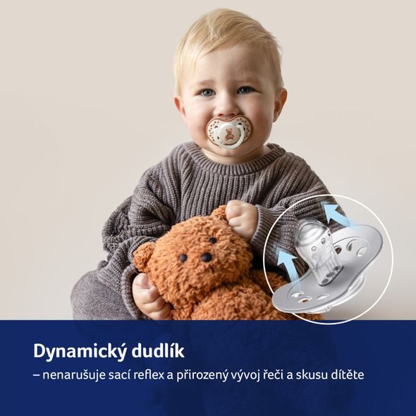 LOVI DUDLÍK SVÍTÍCÍ SILIKONOVÝ DYNAMICKÝ TEDDY LOVE 6-18M 2KS - ŠIDÍTKA A DOPLŇKY - KRMENÍ
