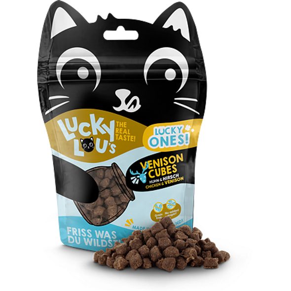 LUCKY LOU LUCKY LOU LUCKY ONES CUBES KUŘECÍ A JELENÍ 80 G - KAPSIČKY PRO KOČKY - CHOVATELSKÉ POTŘEBY MALVÍKZOO