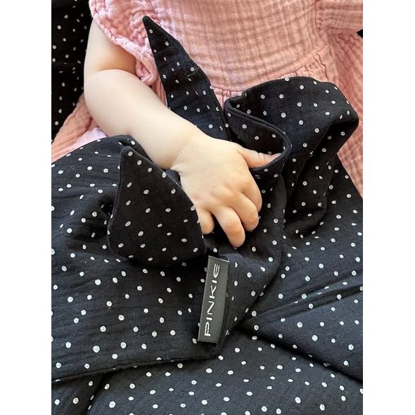 PINKIE SET MUSLIN BLACK DOTS - LÁTKOVÉ PLENY ALL IN ONE - PŘEBALOVÁNÍ