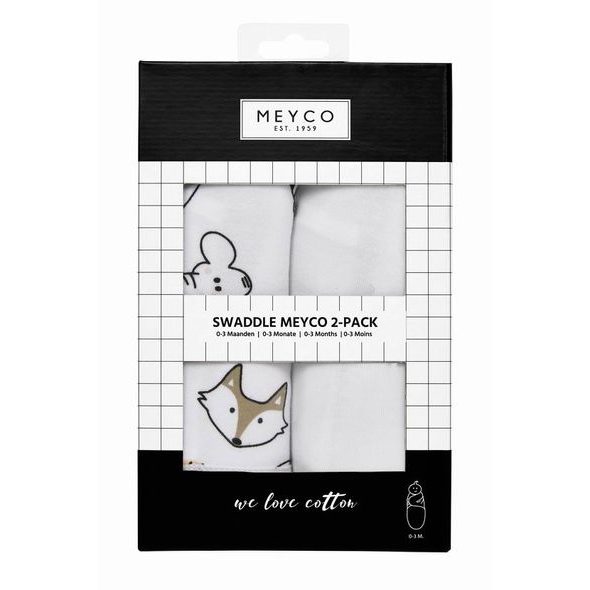 MEYCO ZAVINOVAČKA 2-BALENÍ 0-3 MĚSÍCE - ANIMAL / UNI WHITE - ZAVINOVAČKY - SPINKÁNÍ