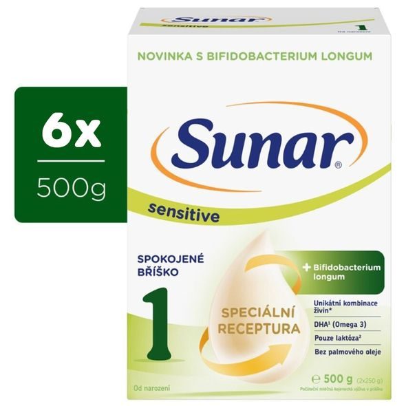 SUNAR 6X SENSITIVE 1 POČÁTEČNÍ KOJENECKÉ MLÉKO 500G - KOJENECKÁ MLÉKA - KRMENÍ