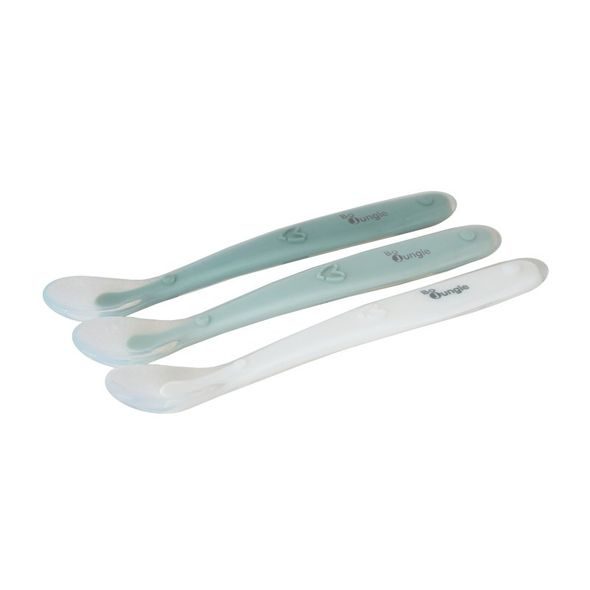 BO JUNGLE MĚKKÉ JÍDELNÍ LŽIČKY SOFT WHITE/GREY/BLUE (3KS) - LŽIČKY A PŘÍBORY - KRMENÍ