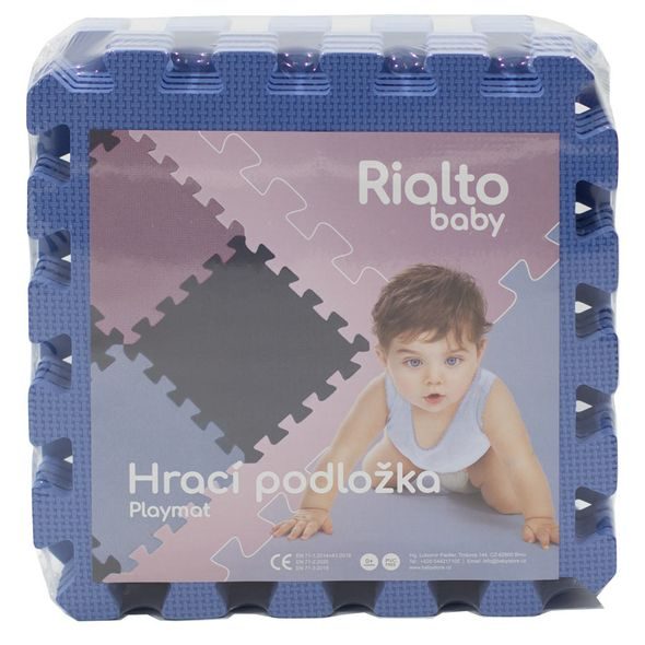 RIALTO BABY HRACÍ PODLOŽKA PUZZLE BLU 90X90 CM - HRACÍ PODLOŽKY NA ZEM - SPINKÁNÍ
