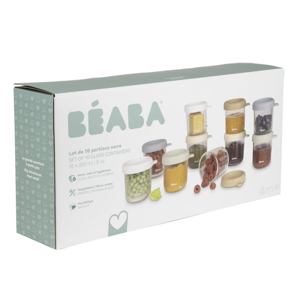 BEABA KELÍMKY NA JÍDLO SKLENĚNÉ 10X 250 ML NATURAL - USKLADNĚNÍ JÍDLA - KRMENÍ