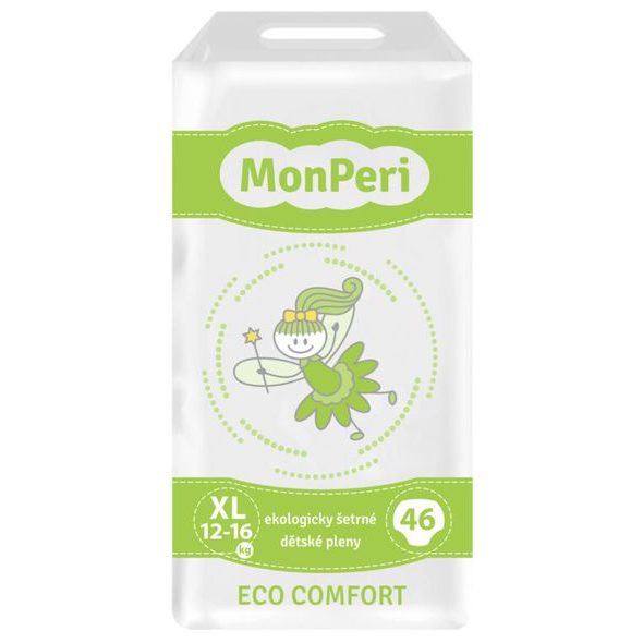 MONPERI ECO COMFORT XL 12–16 KG - 46KS EKO JEDNORÁZOVÉ DĚTSKÉ PLENKY (VELIKOST 5) - JEDNORÁZOVÉ PLENY - PŘEBALOVÁNÍ