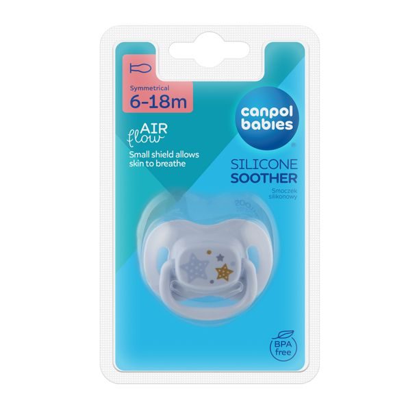 CANPOL BABIES DUDLÍK SILIKONOVÝ SYMETRICKÝ NEWBORN BABY 6-18M MODRÝ - ŠIDÍTKA A DOPLŇKY - KRMENÍ