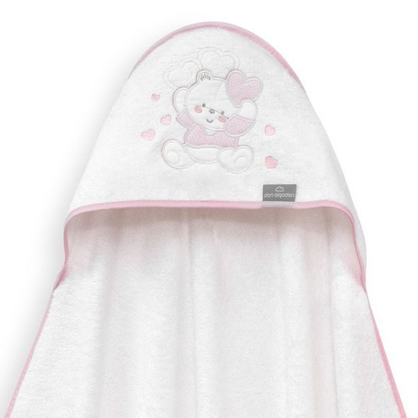 INTERBABY OSUŠKA MEDVÍDEK SE SRDÍČKY - BÍLORŮŽOVÁ - OSUŠKY A DĚTSKÉ ŽUPANY - KOUPÁNÍ A ZDRAVÍ