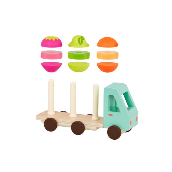 B-TOYS NÁKLAĎÁK DŘEVĚNÝ STACK & ROLL FRUIT TRUCK - AUTA - PRO DĚTI
