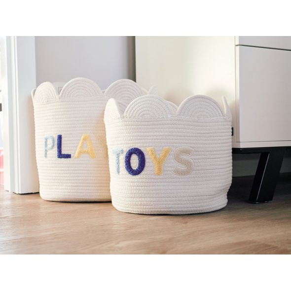 CHILDHOME KOŠ NA HRAČKY KVĚTINA OFF WHITE 30X30X30 CM - BOXY NA HRAČKY - SPINKÁNÍ