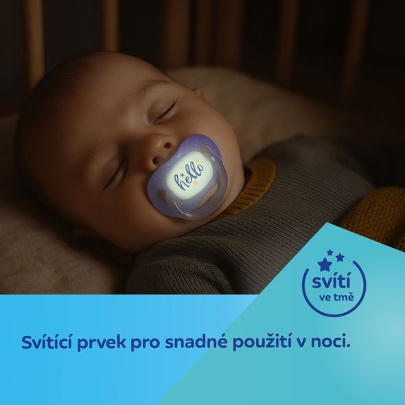 CANPOL BABIES DUDLÍK SVÍTÍCÍ SILIKONOVÝ SYMETRICKÝ NIGHTGLOW 6-18M 2KS HOLKA - ŠIDÍTKA A DOPLŇKY - KRMENÍ